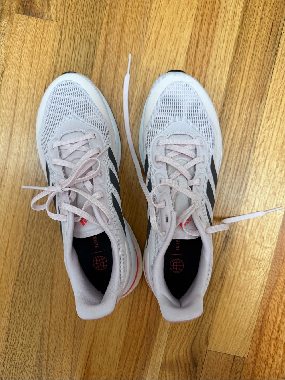 Adidas Women's Lightweight Athletic Sneakers in Light Pink with Black Accents